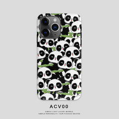 Bamboo panda hand drawn illustration double layer iPhone Case