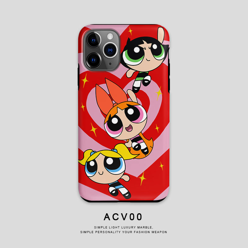 Childhood memories cartoon police girl double layer iPhone Case