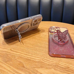 Fashion Trend Magnetic Butterfly Clear Glitter iPhone Case