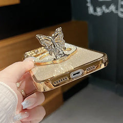 Fashion Trend Magnetic Butterfly Clear Glitter iPhone Case