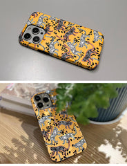 Jungle leopard print bright edge black and white leopard iPhone case