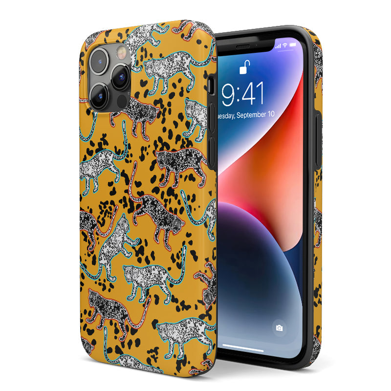 Jungle leopard print bright edge black and white leopard iPhone case