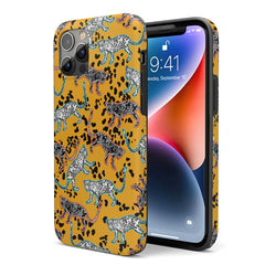 Jungle leopard print bright edge black and white leopard iPhone case