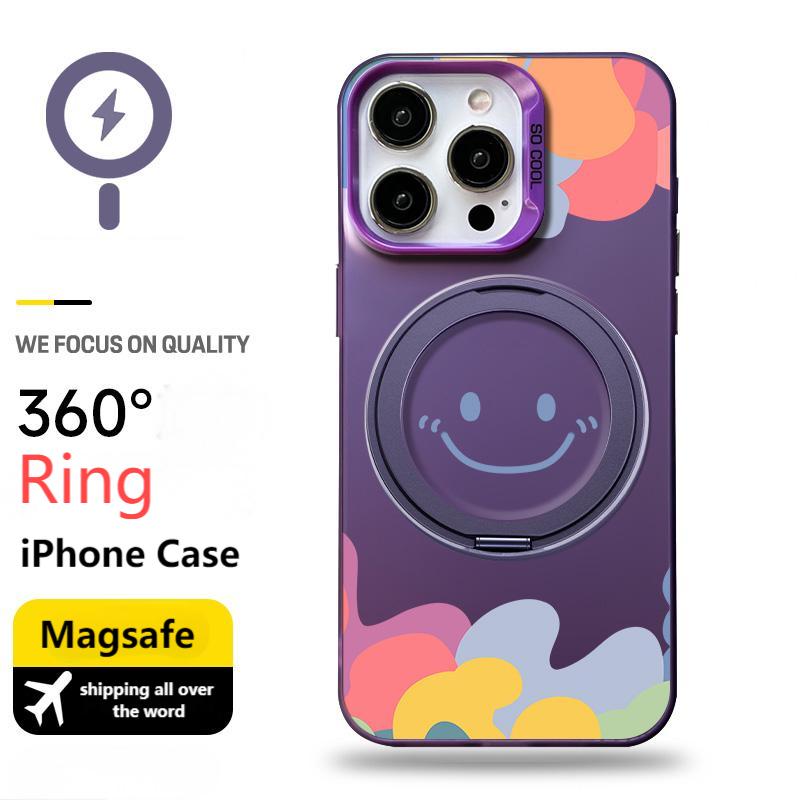 Magsafe 360 rotation invisible bracket smiley happy color war iPhone case