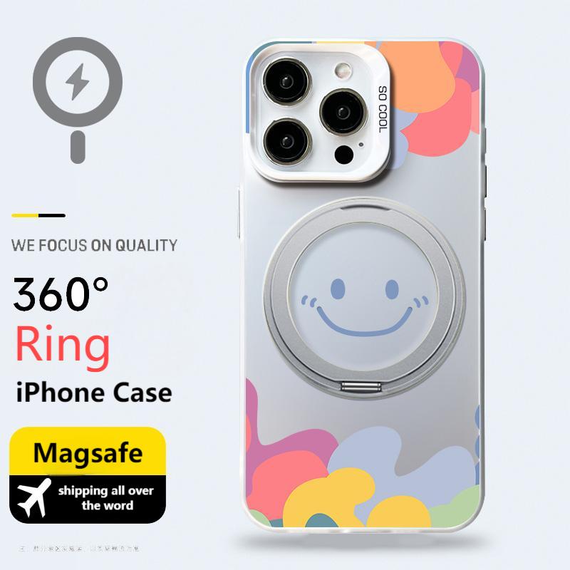 Magsafe 360 rotation invisible bracket smiley happy color war iPhone case