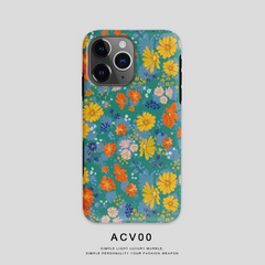 Oil painting chrysanthemums full-covered double-layer protective iPhone case
