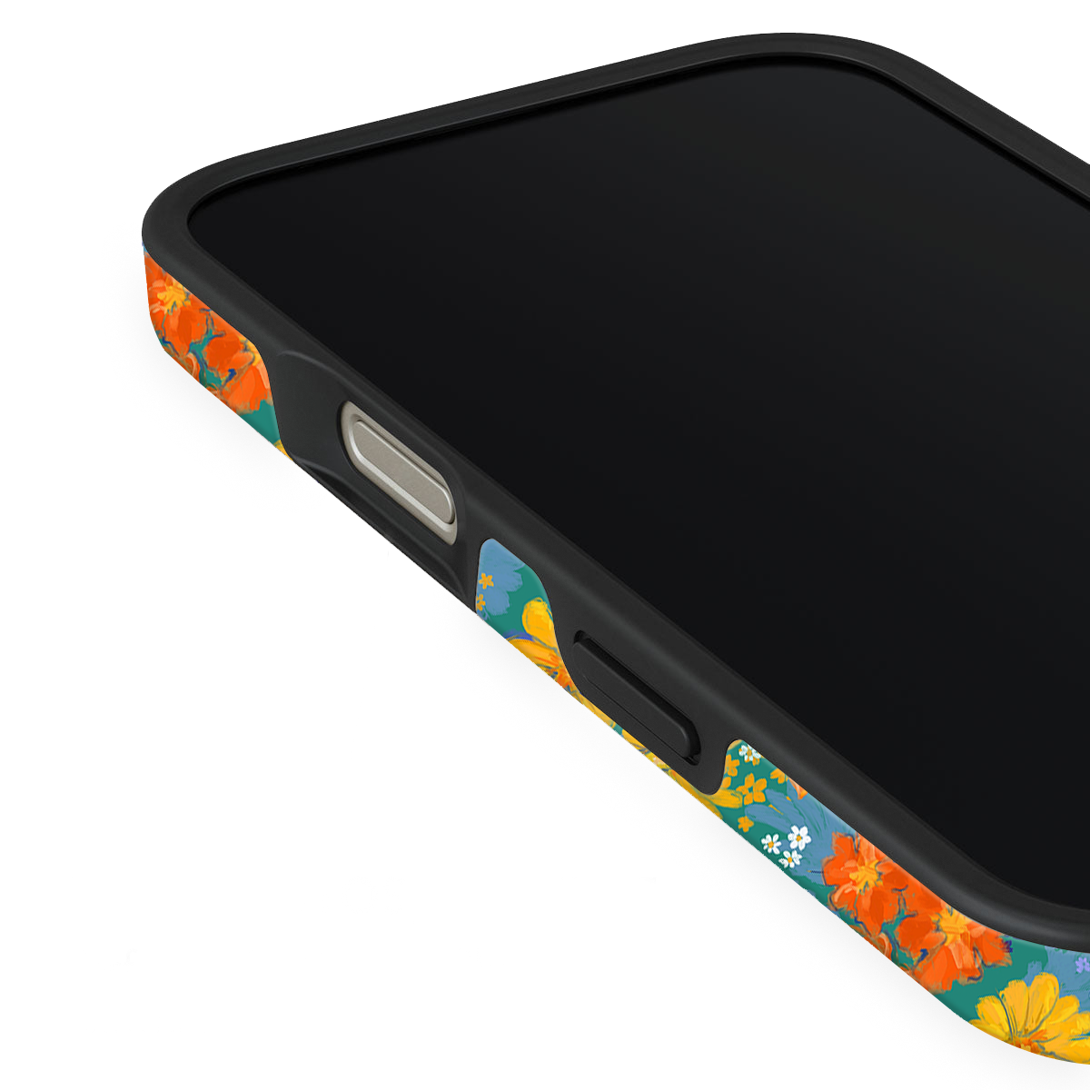 Oil painting chrysanthemums full-covered double-layer protective iPhone case