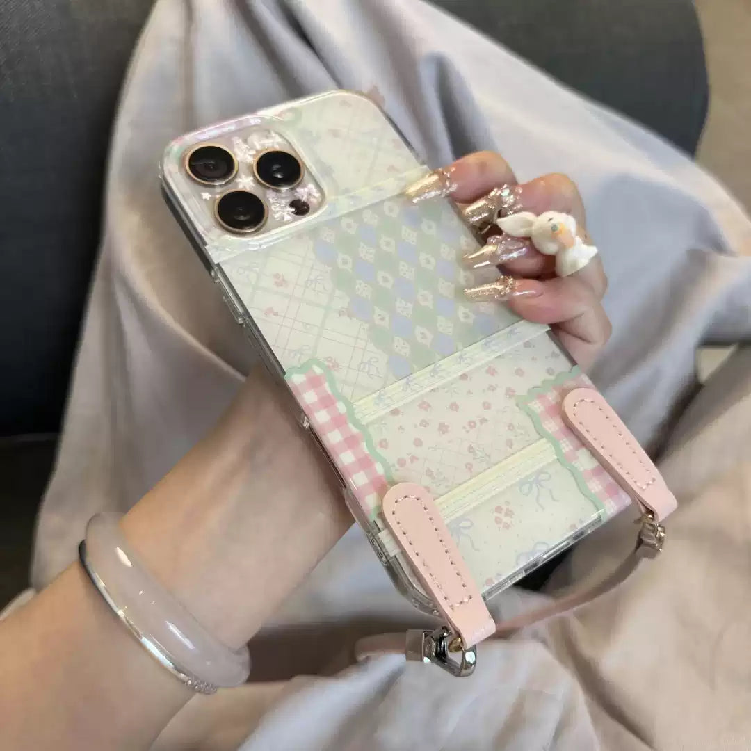 Pink Springfield Diamond Garden Girls Plaid with Bracelet iPhone Case