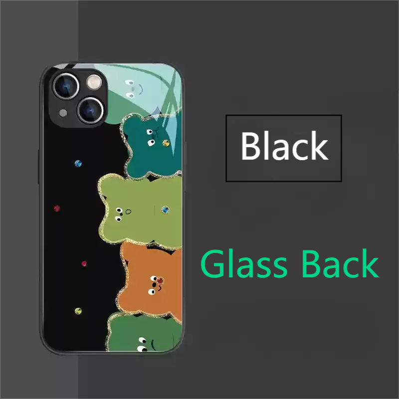 Rainbow Cubs Crystal-Fluff Glam Back glass Dual layer protec iPhone Case