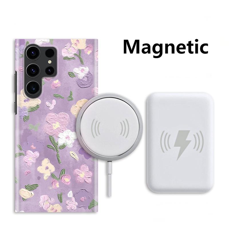 Magnetic Renaissance Purple Flower Oil Painting Fluorescent SamsungCase