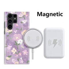 Magnetic Renaissance Purple Flower Oil Painting Fluorescent SamsungCase