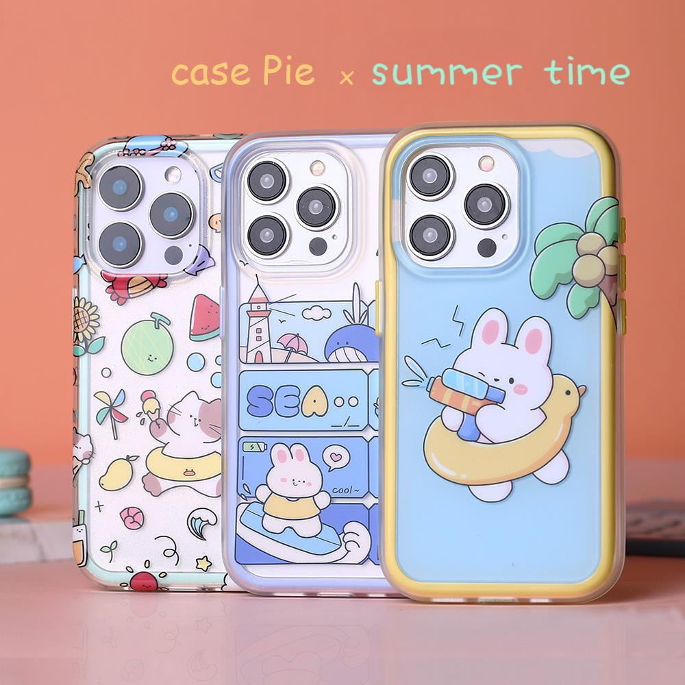Summer Cool Cute Cat Fruit Ocean Swimming Dual-Layer Protection iPhone Case