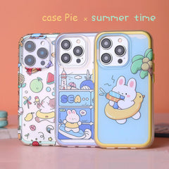 Summer Cool Cute Cat Fruit Ocean Swimming Dual-Layer Protection iPhone Case