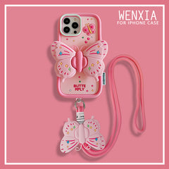 Liquid Silicone Transformable Magical Girl Pink Butterfly iPhone Case