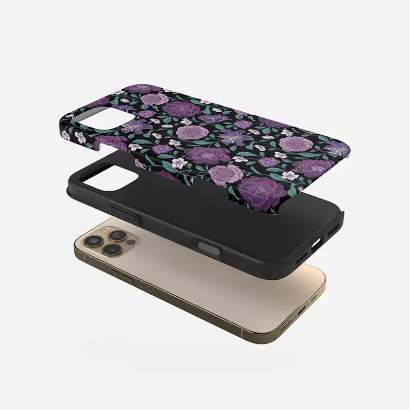 Vintage Art Purple Floral Chinese Style Double Layer iPhone Case