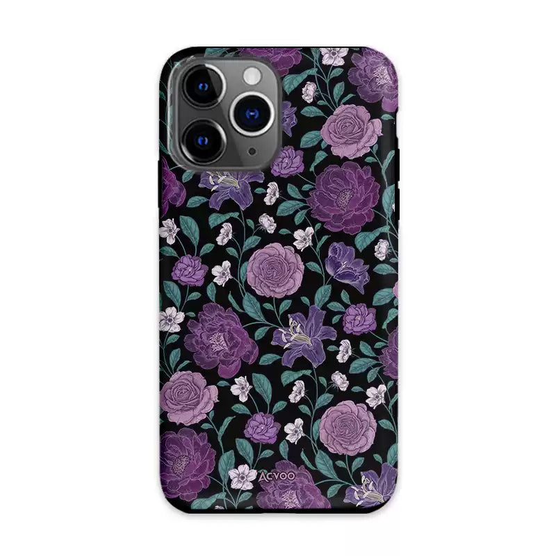 Vintage Art Purple Floral Chinese Style Double Layer iPhone Case
