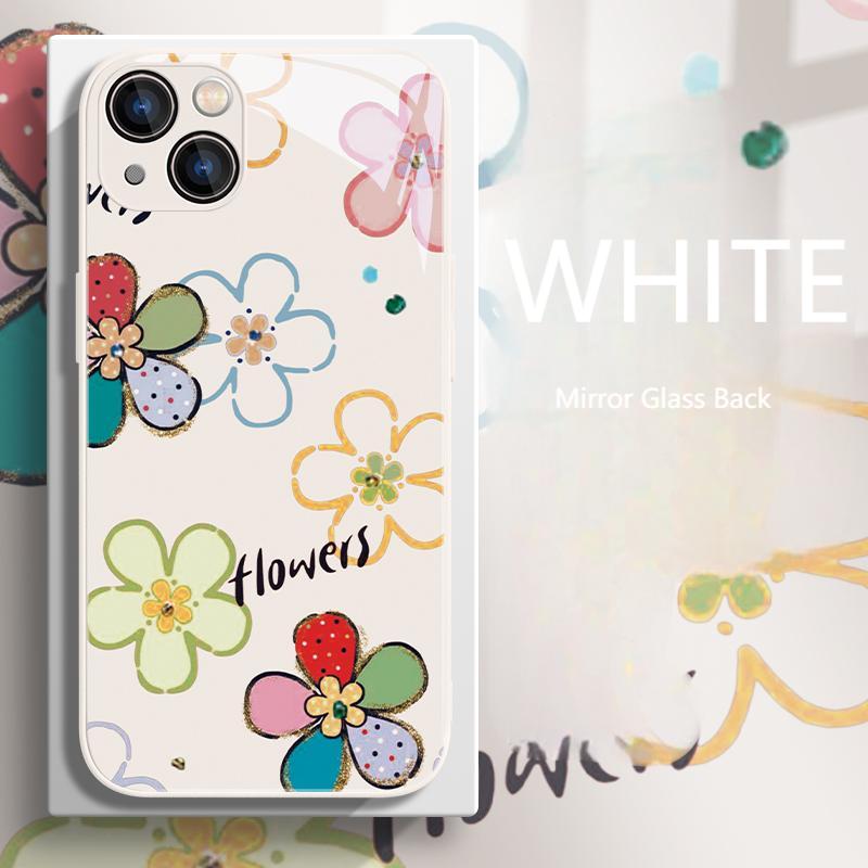 Watercolor Motley: Sunflower Kaleidoscope Mirror glass back iPhone Case