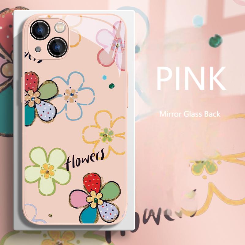 Watercolor Motley: Sunflower Kaleidoscope Mirror glass back iPhone Case