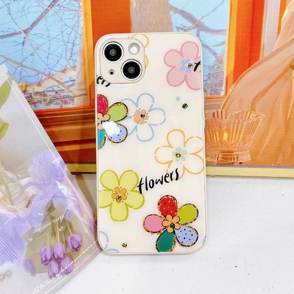 Watercolor Motley: Sunflower Kaleidoscope Mirror glass back iPhone Case