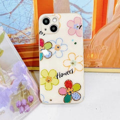 Watercolor Motley: Sunflower Kaleidoscope Mirror glass back iPhone Case