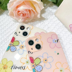 Watercolor Motley: Sunflower Kaleidoscope Mirror glass back iPhone Case