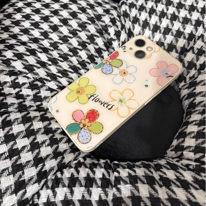 Watercolor Motley: Sunflower Kaleidoscope Mirror glass back iPhone Case