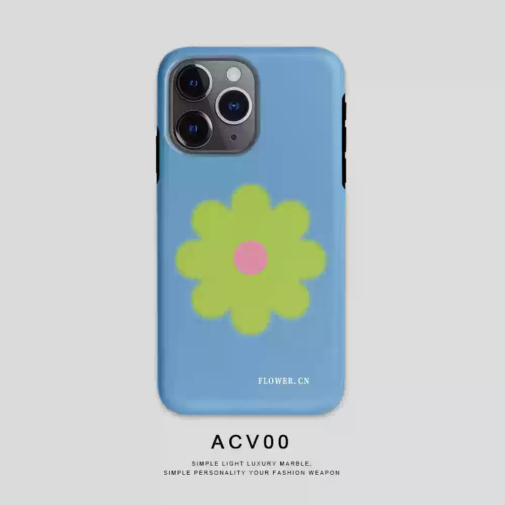 Weekend Picnic Lucky Solid Color Flower Double-Layer Protect iPhone Case