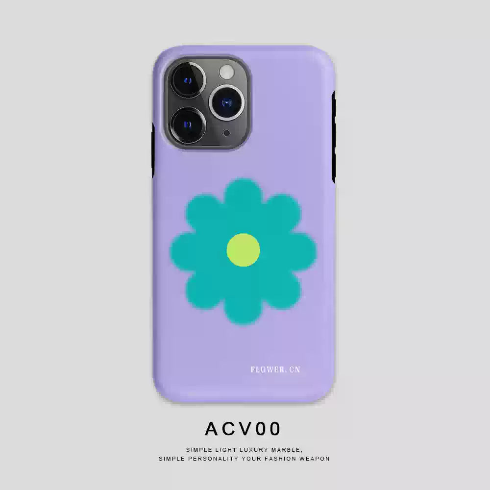 Weekend Picnic Lucky Solid Color Flower Double-Layer Protect iPhone Case