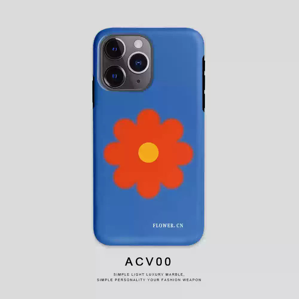 Weekend Picnic Lucky Solid Color Flower Double-Layer Protect iPhone Case