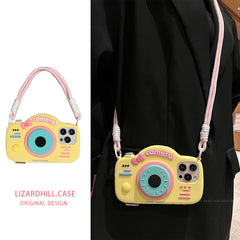 Liquid Silicone Yellow Cream Donut Imitation Retro Camera iPhone Case