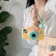 Liquid Silicone Yellow Cream Donut Imitation Retro Camera iPhone Case