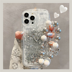 Romantic starry quicksand air cushion with butterfly chain iPhone Case